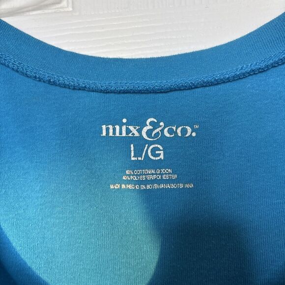 Vintage Y2K Mix & Co Women’s Large Turquoise Pleated Scoop Neck Tee Shirt Top - Picture 2 of 8